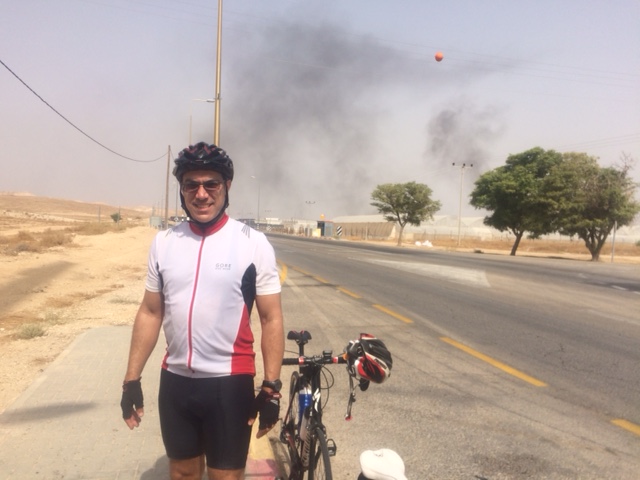 Me at the West Bank - the smoke is from a farm - nothing more!
