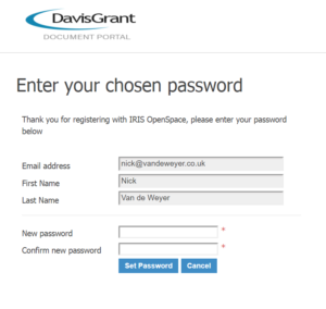 Choose password screenshot